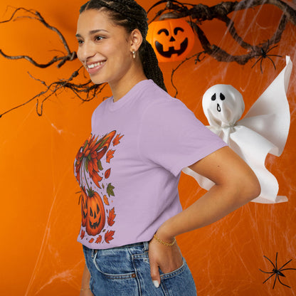 Fall Halloween Pumpkin Unisex T-shirt, Autumn Tee, Seasonal Shirt, Harvest Festival Top, Halloween Apparel