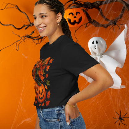 Fall Halloween Pumpkin Unisex T-shirt, Autumn Tee, Seasonal Shirt, Harvest Festival Top, Halloween Apparel