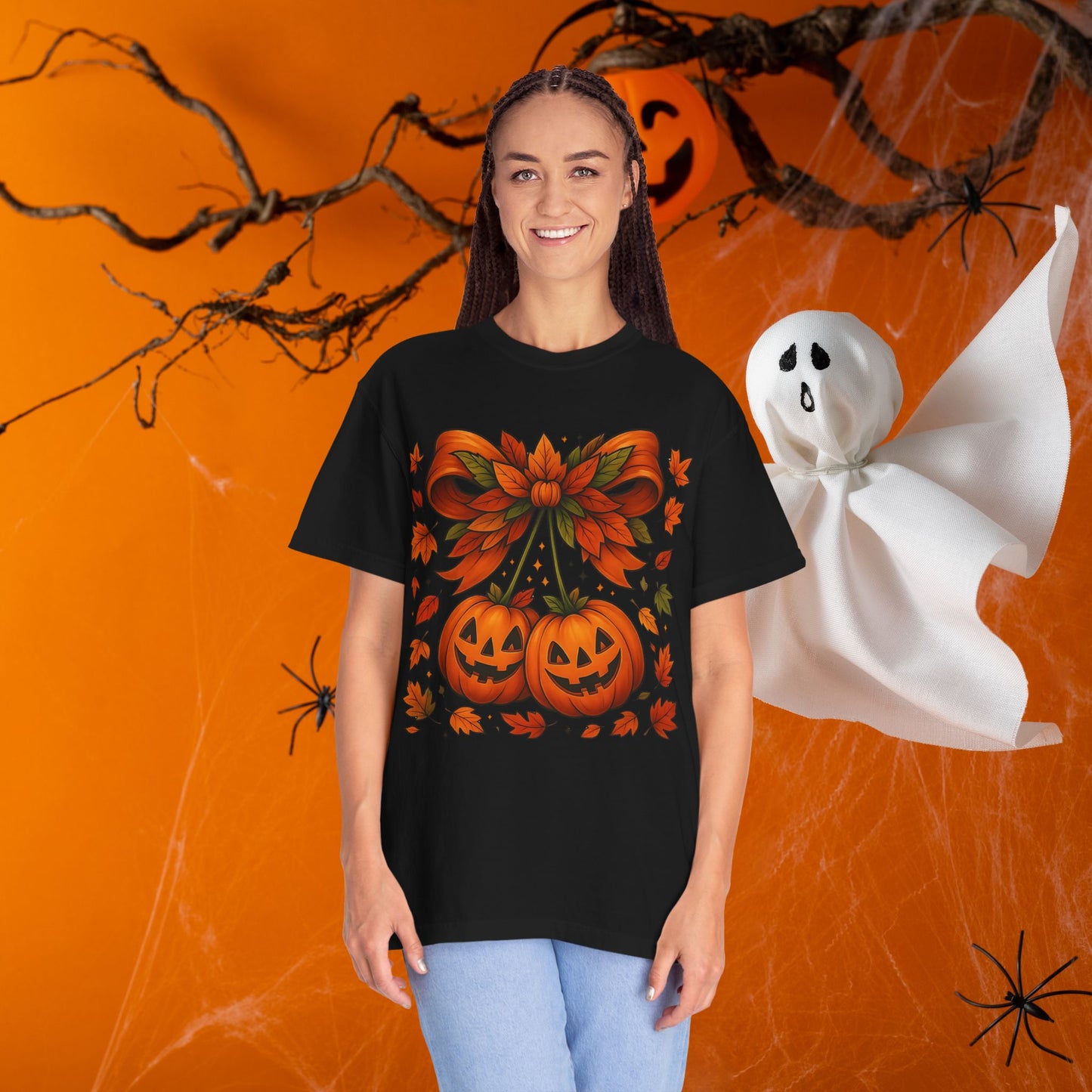 Fall Halloween Pumpkin Unisex T-shirt, Autumn Tee, Seasonal Shirt, Harvest Festival Top, Halloween Apparel
