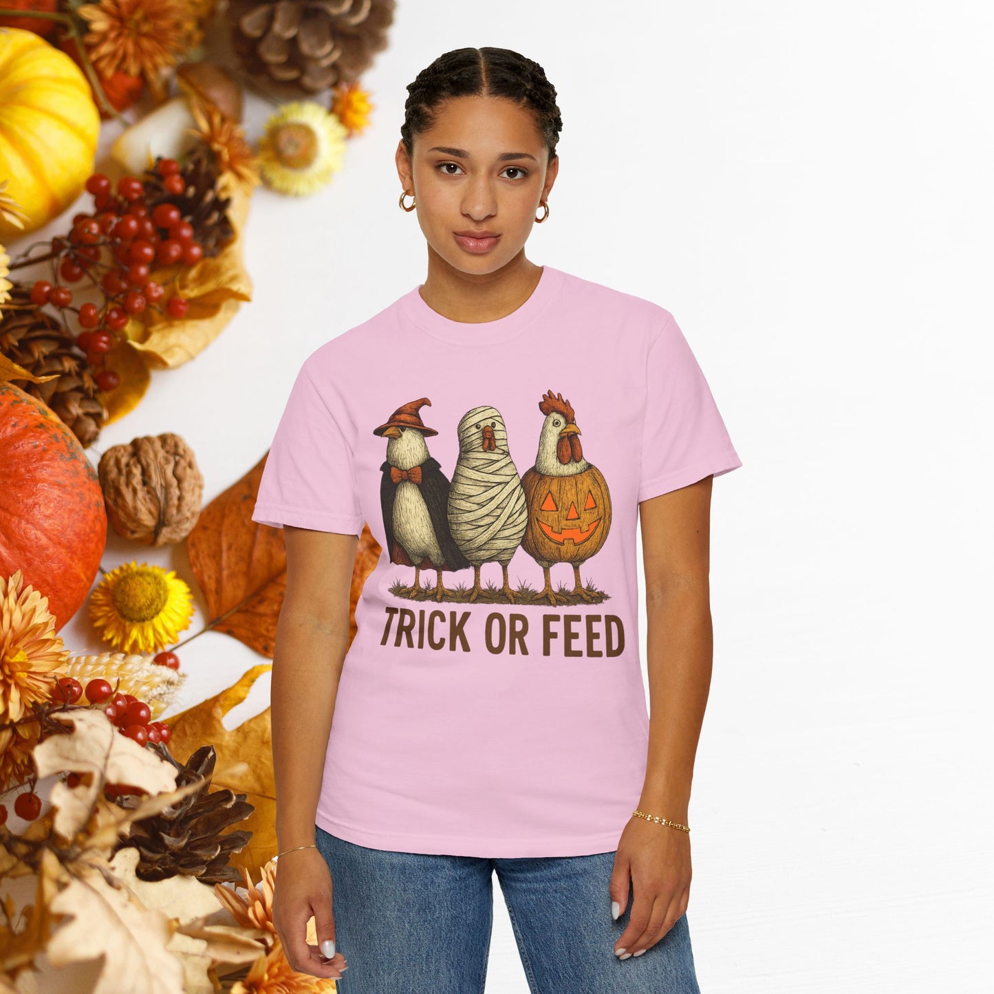 Trick or Feed Halloween T-Shirt | Funny Spooky Season Unisex Graphic Tee