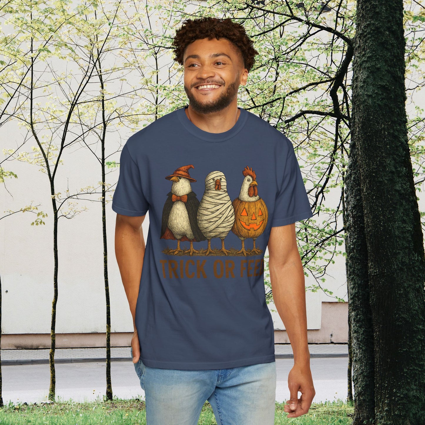 Trick or Feed Halloween T-Shirt | Funny Spooky Season Unisex Graphic Tee