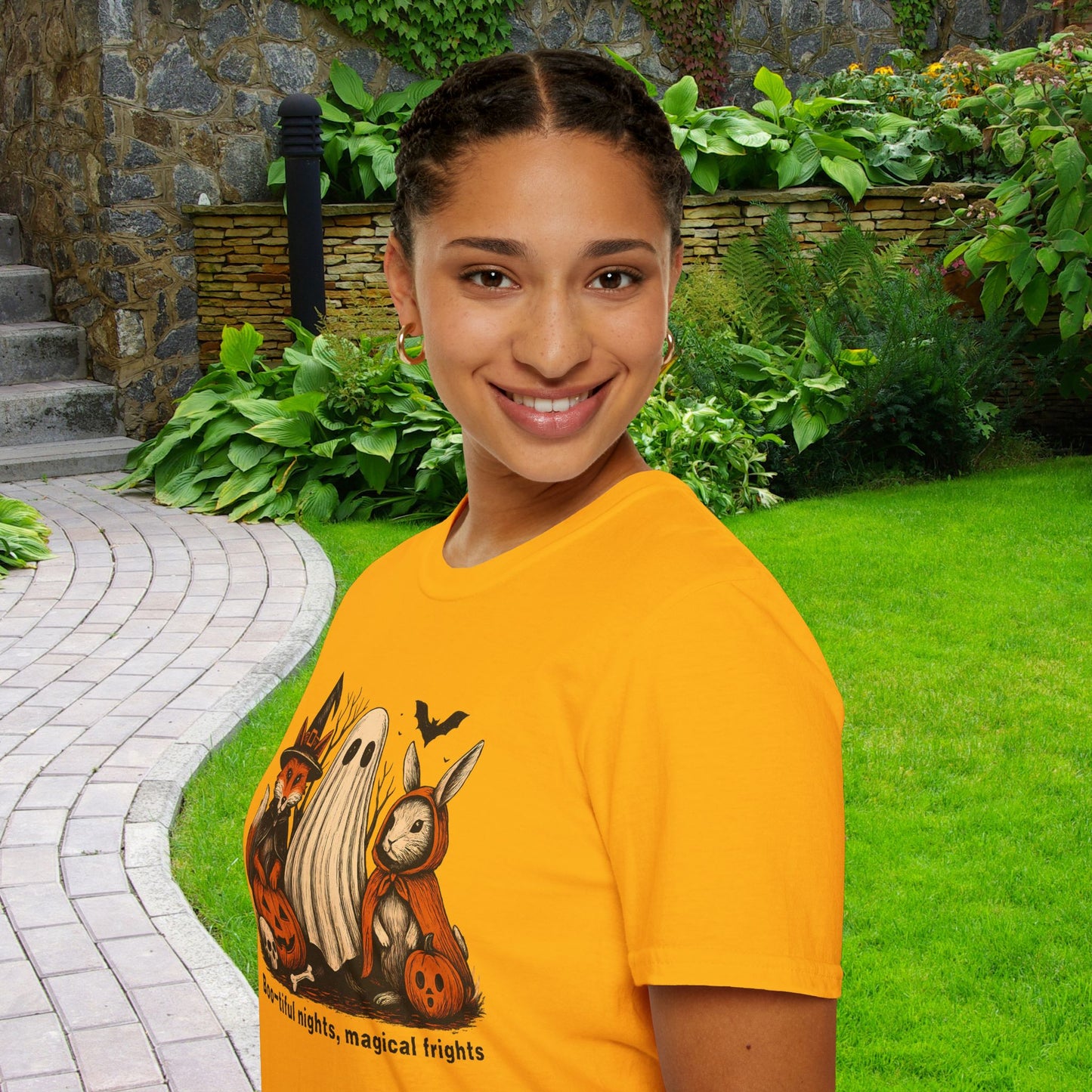 Halloween-Themed Unisex T-Shirt, Boo-tiful Nights Magical Frights Tee, Ghost & Pumpkin Shirt, Spooky Season Fashion