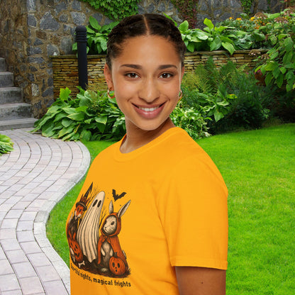 Halloween-Themed Unisex T-Shirt, Boo-tiful Nights Magical Frights Tee, Ghost & Pumpkin Shirt, Spooky Season Fashion