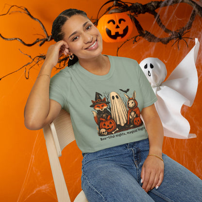Halloween-Themed Unisex T-Shirt, Boo-tiful Nights Magical Frights Tee, Ghost & Pumpkin Shirt, Spooky Season Fashion