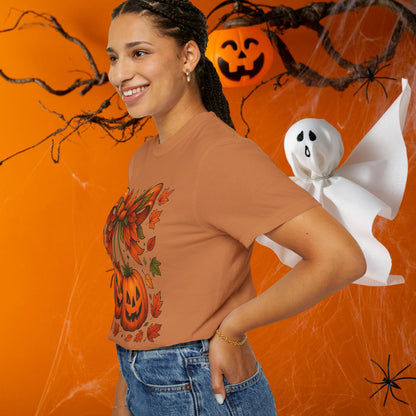 Fall Halloween Pumpkin Unisex T-shirt, Autumn Tee, Seasonal Shirt, Harvest Festival Top, Halloween Apparel
