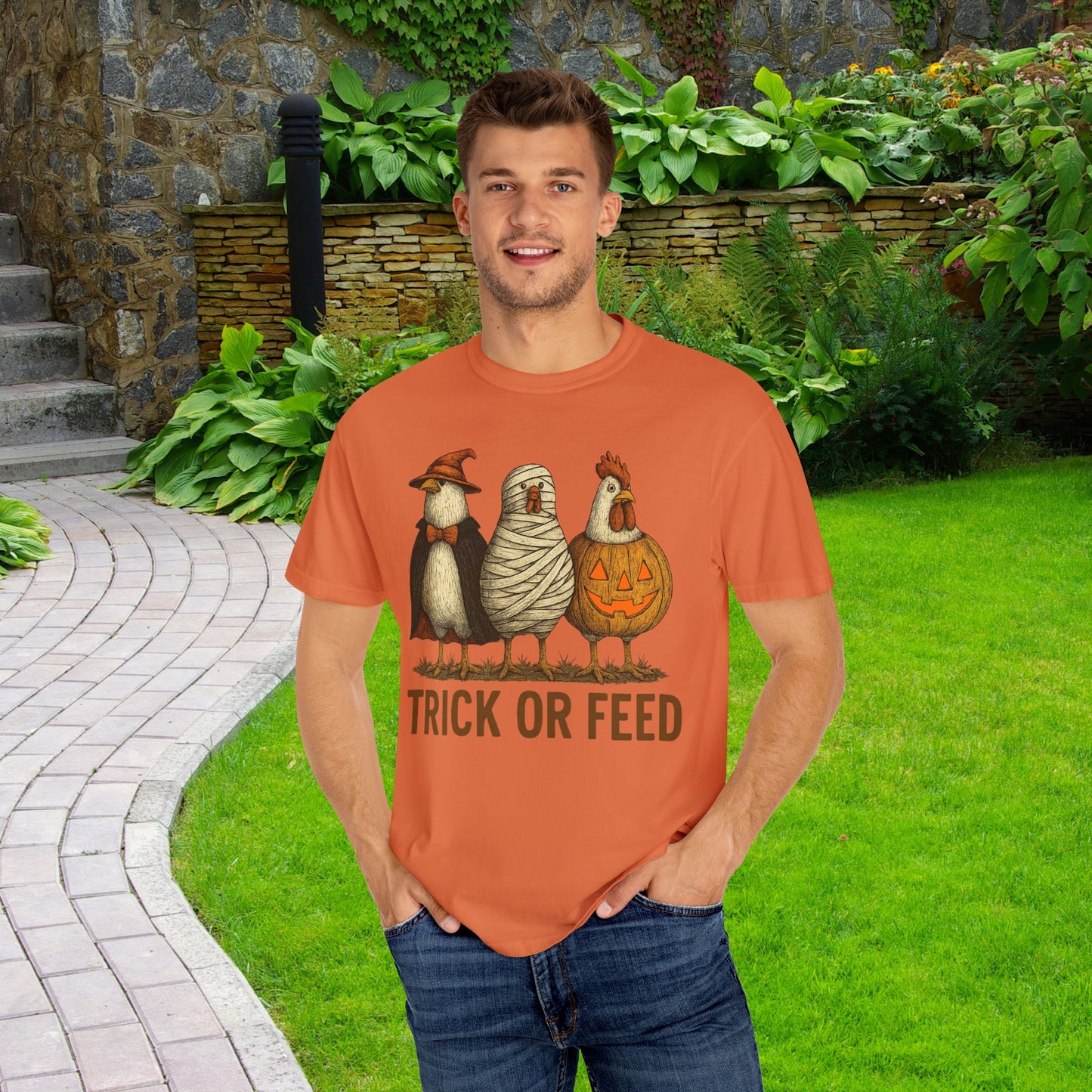Trick or Feed Halloween T-Shirt | Funny Spooky Season Unisex Graphic Tee