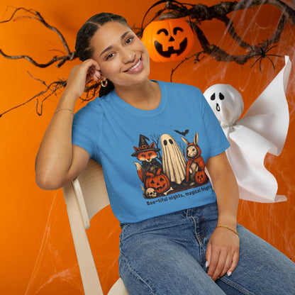 Halloween-Themed Unisex T-Shirt, Boo-tiful Nights Magical Frights Tee, Ghost & Pumpkin Shirt, Spooky Season Fashion