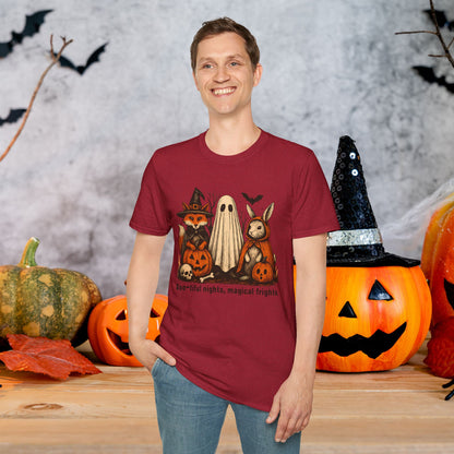 Halloween-Themed Unisex T-Shirt, Boo-tiful Nights Magical Frights Tee, Ghost & Pumpkin Shirt, Spooky Season Fashion