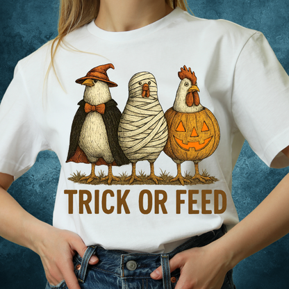 Trick or Feed Halloween T-Shirt | Funny Spooky Season Unisex Graphic Tee