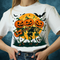 Dancing Skeletons Pumpkin Halloween T‑Shirt Unisex | Fun Spooky Fall Tee | Trick‑or‑Treat Party Top