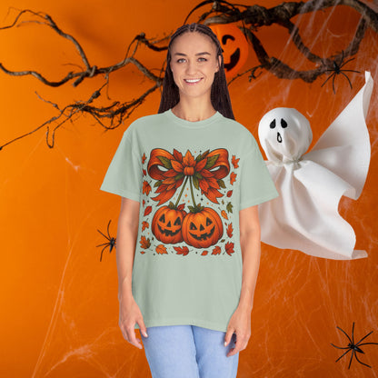 Fall Halloween Pumpkin Unisex T-shirt, Autumn Tee, Seasonal Shirt, Harvest Festival Top, Halloween Apparel