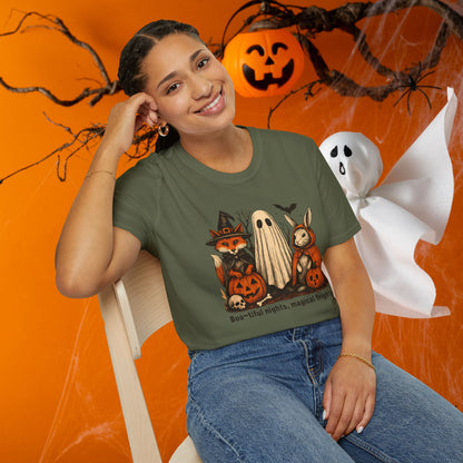 Halloween-Themed Unisex T-Shirt, Boo-tiful Nights Magical Frights Tee, Ghost & Pumpkin Shirt, Spooky Season Fashion