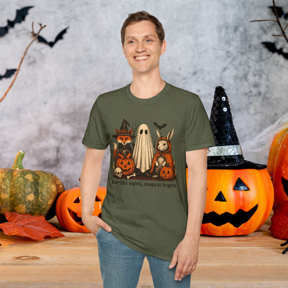 Halloween-Themed Unisex T-Shirt, Boo-tiful Nights Magical Frights Tee, Ghost & Pumpkin Shirt, Spooky Season Fashion