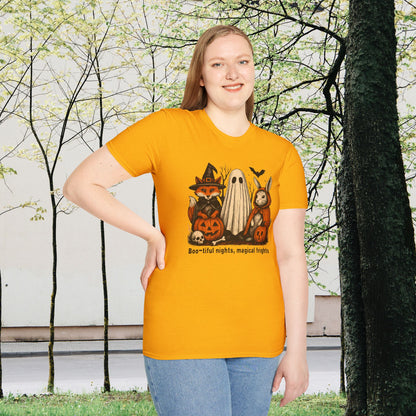 Halloween-Themed Unisex T-Shirt, Boo-tiful Nights Magical Frights Tee, Ghost & Pumpkin Shirt, Spooky Season Fashion