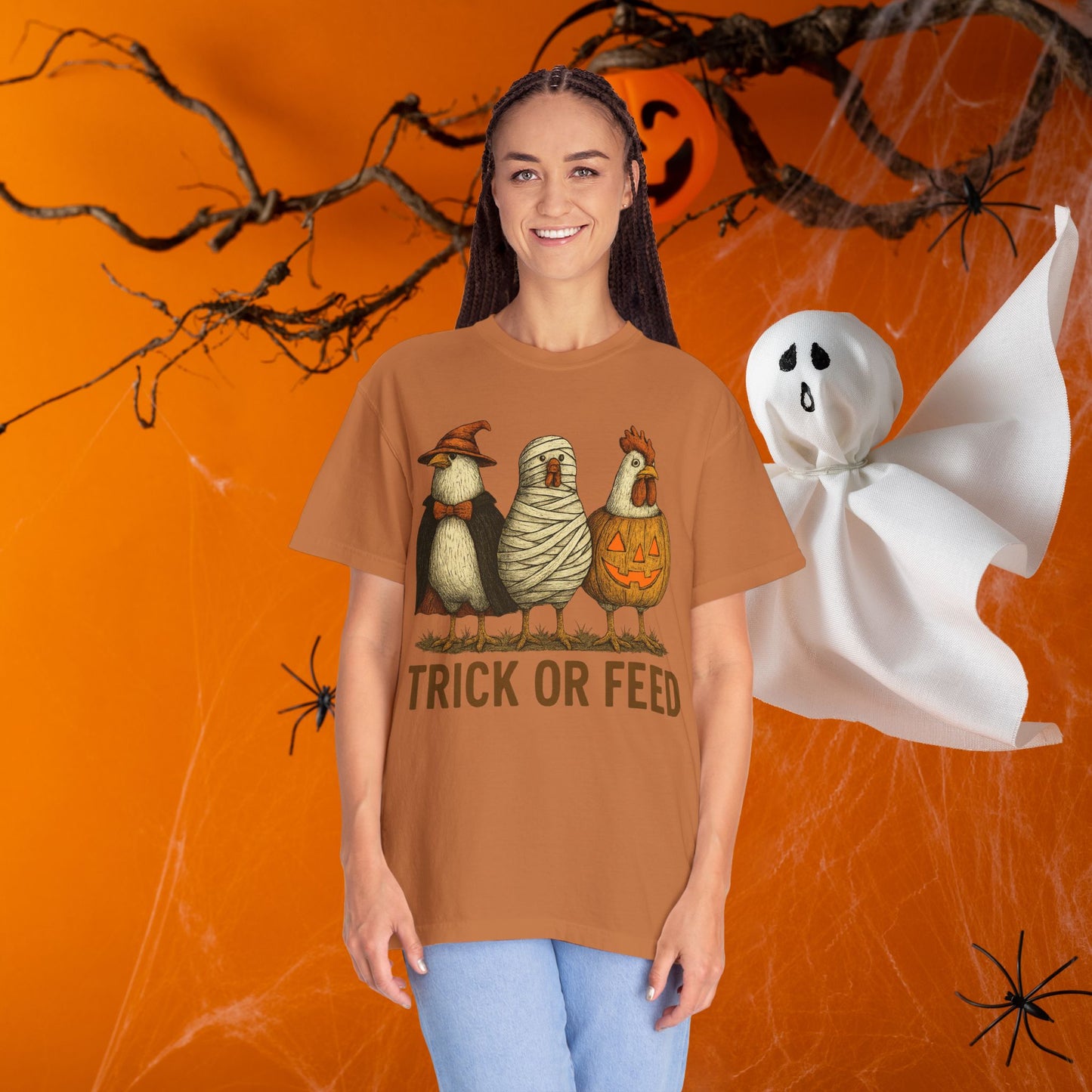 Trick or Feed Halloween T-Shirt | Funny Spooky Season Unisex Graphic Tee