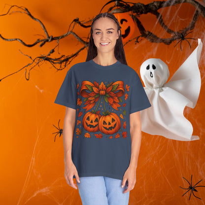 Fall Halloween Pumpkin Unisex T-shirt, Autumn Tee, Seasonal Shirt, Harvest Festival Top, Halloween Apparel