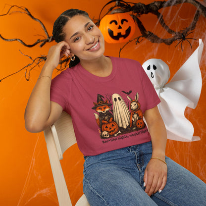 Halloween-Themed Unisex T-Shirt, Boo-tiful Nights Magical Frights Tee, Ghost & Pumpkin Shirt, Spooky Season Fashion