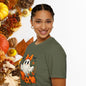 Cute Ghost Halloween T-Shirt – Pumpkin & Floral Graphic Tee for Women, Fall Aesthetic Spooky Season Shirt