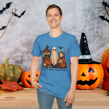 Halloween-Themed Unisex T-Shirt, Boo-tiful Nights Magical Frights Tee, Ghost & Pumpkin Shirt, Spooky Season Fashion