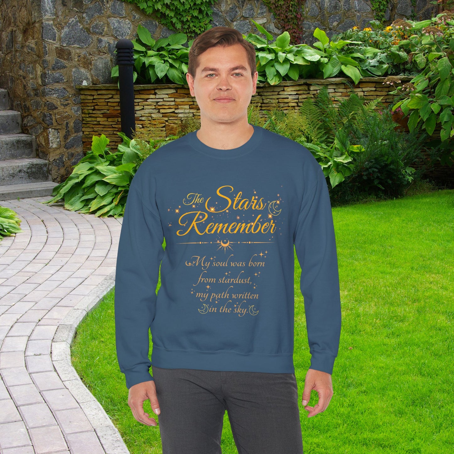 The Stars Remember Sweatshirt – Cosmic Quote Pullover, Celestial Graphic Crewneck