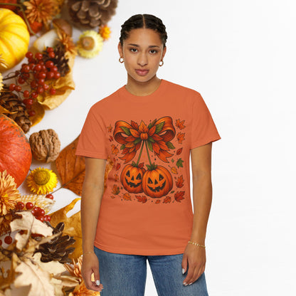 Fall Halloween Pumpkin Unisex T-shirt, Autumn Tee, Seasonal Shirt, Harvest Festival Top, Halloween Apparel