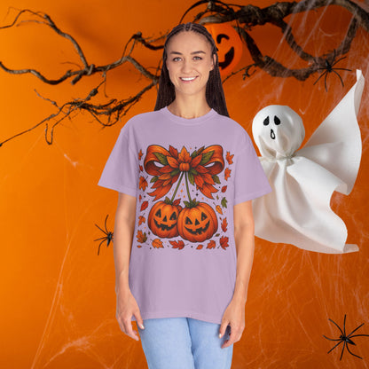 Fall Halloween Pumpkin Unisex T-shirt, Autumn Tee, Seasonal Shirt, Harvest Festival Top, Halloween Apparel