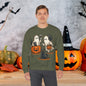 Halloween Ghosts & Cats Crewneck Sweatshirt, Cozy Halloween Sweatshirt, Spooky Season Apparel