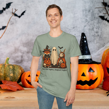 Halloween-Themed Unisex T-Shirt, Boo-tiful Nights Magical Frights Tee, Ghost & Pumpkin Shirt, Spooky Season Fashion